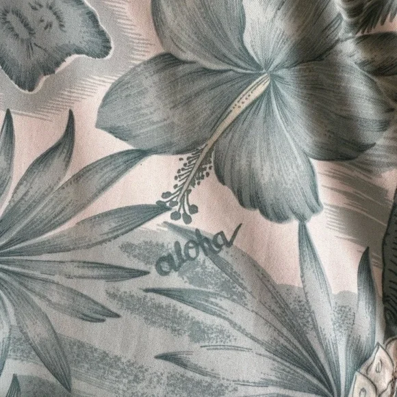 Trader Bay Washable  Mens XL Green/White Floral Button Short Sleeve Hawaii Shirt - Picture 7 of 12